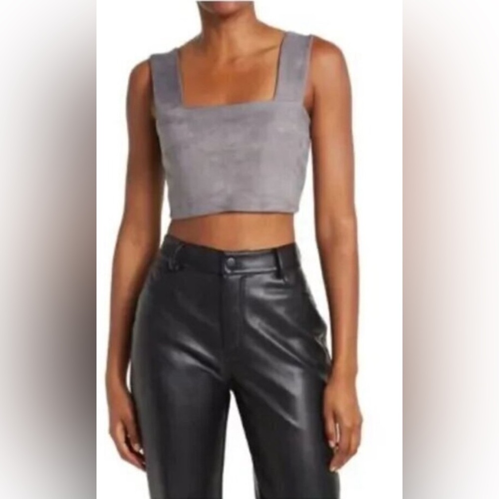 Susana Monaco faux suede wide strap Crop Top NWT